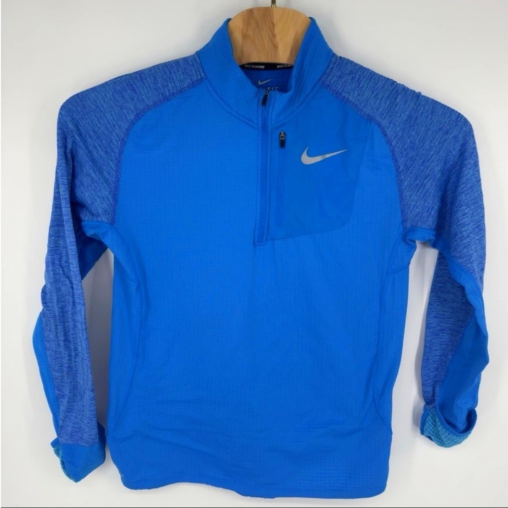 Nike Running Dri-FIT Half Zip Pullover Mens Medium Blue Heathered Training Top